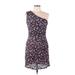 Dress the Population Cocktail Dress - Sheath One Shoulder Sleeveless: Black Floral Dresses - Women's Size Large