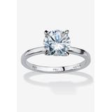 Women's 2 Tcw Round Cubic Zirconia Solitaire Ring In .925 Sterling Silver by PalmBeach Jewelry in Silver (Size 9)