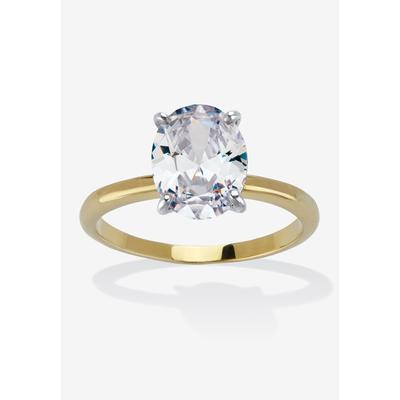Women's 2.54 Tcw Cubic Zirconia 18K Gold-Plated Oval Solitaire Engagement Ring by PalmBeach Jewelry in Gold (Size 7)