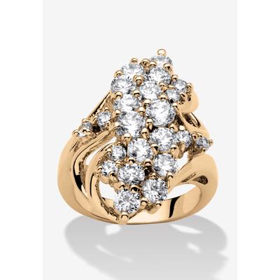 Women's 3.44 Tcw Cubic Zirconia Gold-Plated Cluster Wave Ring by PalmBeach Jewelry in Gold (Size 8)
