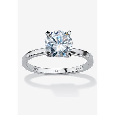 Women's 2 Tcw Round Cubic Zirconia Solitaire Ring In .925 Sterling Silver by PalmBeach Jewelry in Silver (Size 10)