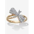 Women's Diamond Accent 18K Gold-Plated Sterling Silver Dragonfly Ring by PalmBeach Jewelry in Gold (Size 7)