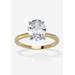 Women's 2.54 Tcw Cubic Zirconia 18K Gold-Plated Oval Solitaire Engagement Ring by PalmBeach Jewelry in Gold (Size 9)