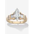 Women's 2.69 Cttw 14K Gold-Plated Silver Marquise-Cut Cubic Zirconia Engagement Ring by PalmBeach Jewelry in Gold (Size 7)