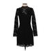 H&M Casual Dress - Sheath Mock Long sleeves: Black Solid Dresses - Women's Size 4