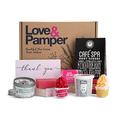 Love & Pamper - Pampering Bath Botanical Spa Gift Set - HANDMADE and SUSTAINABLE, Strawberry/Clementine Bath Melts,Strawberry Coffee Scrub,Face Mask,Patchouli Rose Soap,Scented Candle