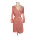 J.Crew Casual Dress - Party V Neck 3/4 sleeves: Pink Solid Dresses - Women's Size 2
