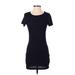 TOBI Casual Dress - Bodycon Scoop Neck Short sleeves: Black Solid Dresses - Women's Size Small