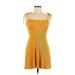 Forever 21 Casual Dress - A-Line Square Sleeveless: Yellow Print Dresses - Women's Size Medium