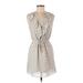 H&M Casual Dress - Mini V Neck Sleeveless: Gray Print Dresses - Women's Size 6