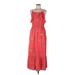 Peyton & Parker Casual Dress Scoop Neck Sleeveless: Red Floral Dresses - Women's Size Medium