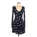 Forever 21 Casual Dress - Fit & Flare: Blue Floral Dresses - Women's Size Medium