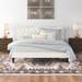 Three Posts™ Lofgren Tufted Upholstered Platform Bed w/ Adjustable Headboard Velvet, Wood in White | 44.3 H x 79.9 W x 83.9 D in | Wayfair