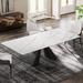 Wade Logan® Arsenije Extendable Dining Table w/ Sintered Stone Tabletop Metal in Black/Gray/White | 29.5 H in | Wayfair