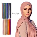 Foulard Hijab en Jersey Polyester pour Femme Long Châle Musulman Turban Doux Uni Bandeau de Sauna