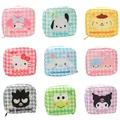 Kawai Anime Sanrios Kuromi Mymelody Cinnamoroll Cute Storage Bag Cosmetic Bag Cartoon Plaid Mini