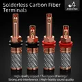 ATAUDIO 4PCS Solderless Carbon Fiber Terminals Hi-end Purple Copper Binding Post for Speaker Audio