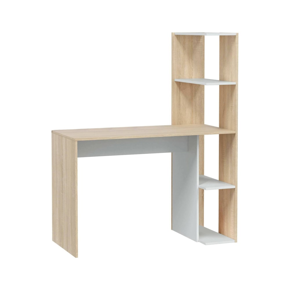 Bureau effet bois beige, blanc 153x52 cm