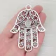 3 x Antique Silver Color Plated Large Hamsa Hand Filigree Charms Pendants for Necklace Jewelry