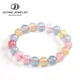 JD Quality Chalcedony Morganite Color Beaded Bracelets Women Colorful Jade Round Stone Simple Style