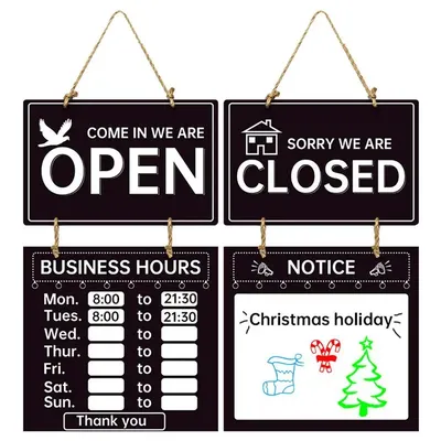 Double Sided Store Hours Sign Open And Closed Sign With Hours Decorative Welcome Boards Business Hours Sign For Store Shop Gym