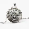 2019 Fashion Necklace Archangel St.Michael Protects My St. Shield Charm Russian Orthodox Pendant