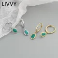 Silber Farbe Vintage Design Oval Grün Tropfen Glasur Anhänger Ohrringe Für Frauen Einfache Art Und