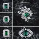 Luxus 5 Modelle Design Geometrische Simulation Smaragd Grün Ringe Für Frauen Hochzeit Ring Silber