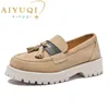AIYUQI Loafer Schuhe Weibliche Wildleder Echtes Leder 2024 Neue Britischen Stil frauen Frühling Schuhe Große-größe Fracus damen Schuhe