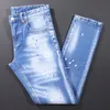 Streetwear Fashion Männer Jeans Retro Grau Elastische Slim Fit Zerstört Zerrissene Jeans Männer Patch Designer Marke Hip Hop Denim Hosen