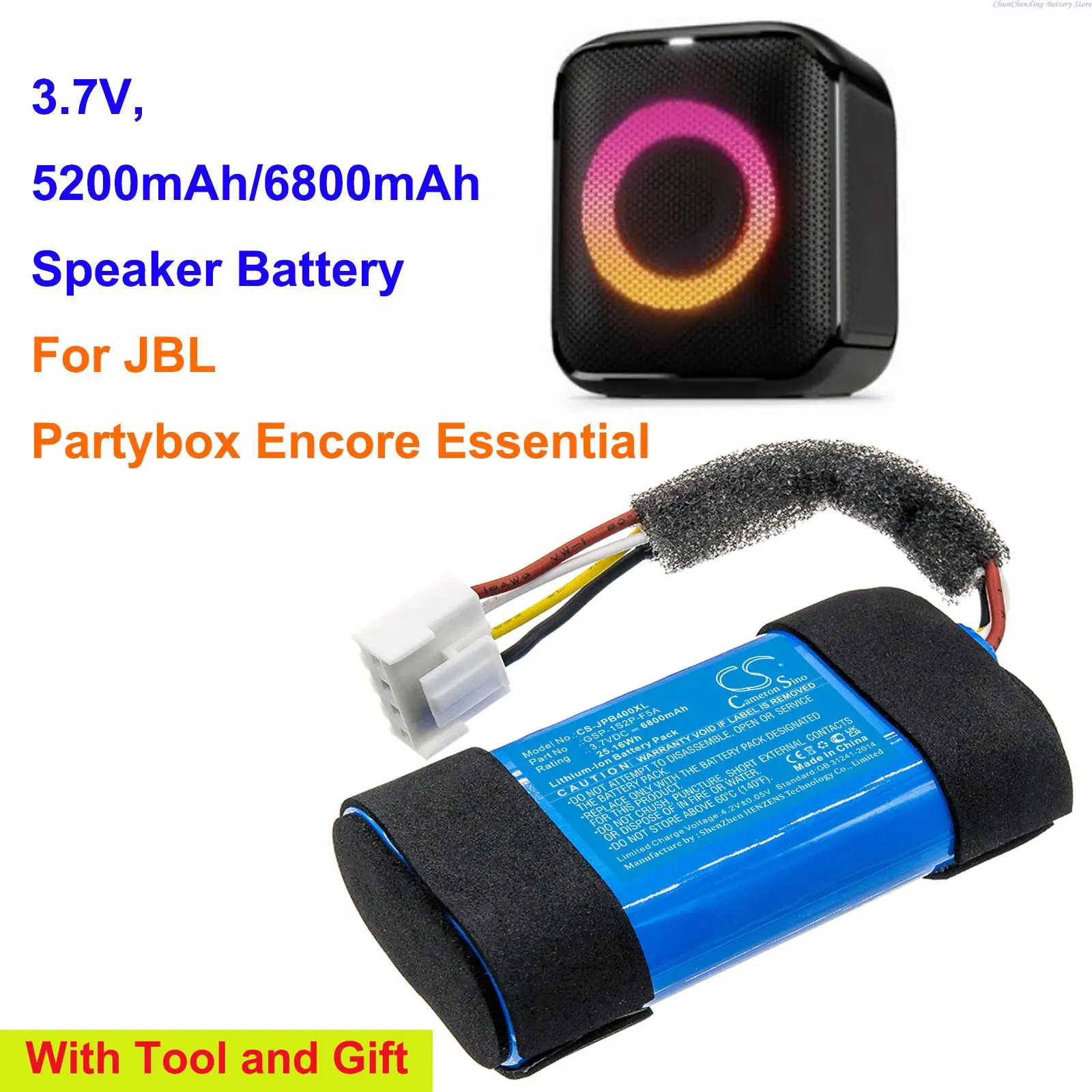 Cameron Sino 5200 mAh/6800 mAh Lautsprecher-Akku GSP-1S2P-F5A für JBL Partybox Encore Essential Image