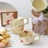 Keramik becher Kaffeetassen Hand eingeklemmt unregelmäßige Blume Milch Tee tasse ins koreanische