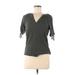 MICHAEL Michael Kors Short Sleeve Blouse: Gray Tops - Women's Size Medium