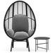 Patio PE Wicker Egg Chair Model 2 w/ Rattan Beige Cushion, Side Table