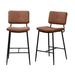 25" Modern Metal Frame Bar Stools Set of 2, PU Upholstered Counter Hight Dining Chairs with Footstool for Bar Coffee Shop