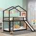 Twin over Twin Bunk Bed w/ Roof, Slide & Ladder Platform Loft Bed, Espresso