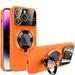 Case for iPhone 12 Decase Shockproof Slim Magnetic Cover [Support Wireless Charging] Built-in Kickstand & Big Window Camera Lens Protector & Logo View for Apple iPhone 12 orange