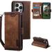 Wallet Case for iPhone 6s Plus/6 Plus Decase Double Color Retro Style Protective PU Leather Folio Cover with Card Holder & Hand Strap Men Women Stylish Flip Case for iPhone 6s Plus/6 Plus - Brown