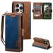 Wallet Case for iPhone 6s Plus/6 Plus Decase Double Color Retro Style Protective PU Leather Folio Cover with Card Holder & Hand Strap Men Women Stylish Flip Case for iPhone 6s Plus/6 Plus - Blue