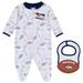 Newborn & Infant WEAR by Erin Andrews White Denver Broncos Sleep Play Full-Zip Sleeper Bib Set