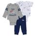 Newborn & Infant WEAR by Erin Andrews Gray/Navy/White Denver Broncos Three-Piece Turn Me Around Bodysuits Pant Set