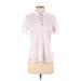 Adidas Short Sleeve Polo Shirt: Pink Color Block Tops - Women's Size Small