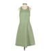Banana Republic Casual Dress - A-Line Scoop Neck Sleeveless: Green Print Dresses - Women's Size 0