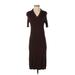 Banana Republic Casual Dress - Midi V Neck Short sleeves: Brown Print Dresses - Women's Size X-Small