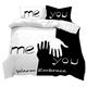 HNHDDZ Couple Design Bedding Set His Side and Her Side, Me and You, Cat and Dog Pattern Black White Duvet cover and Pillowcase (Style 6, King)