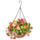 GANAZONO Artificial Hanging Basket Artificial Flowers Silk Chain Hanging Basket with Flowerpot DIY Artificial Flowers Plant Hanging Basket Fake Flower Decoration Hanging Baskets Artificial Flowers