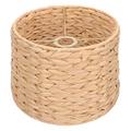 Yardwe Drum Lamp Shades Woven Seagrass Ceiling Pendant Light Shade Cover Rustic Clip On Bulb Lamp Holder Chandelier Lighting Fixture Guard For Table Wall Floor Lamp Khaki