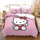 Hello Kitty Duvet Cover Sets 3D Printed Pink Fluffy Bedding Quilt Cover Easy Care Durable Soft Comforter Quilt Set with Pillow Unique Design for Kids Children King（220x240cm）
