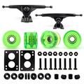 VJ Skateboard Longboard Truck and Wheel, 70mm Long Board Wheels w 7inch 180mm Skateboard Trucks (Black) Longboard Bearings Longboard Hardware Skateboard Riser Pads (Gel Green)