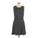 Xhilaration Casual Dress - A-Line Crew Neck Sleeveless: Black Print Dresses - Women's Size Large